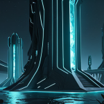 **A seamless fusion of a bioluminescent deep-sea ecosystem with stark, angular Brutalist architecture, creating a hauntingly beautiful and coherent cityscape. Ethereal glowing flora intertwines with concrete structures, alien yet strangely familiar. Volumetric light, highly detailed, octane render, concept art, cinematic.**
