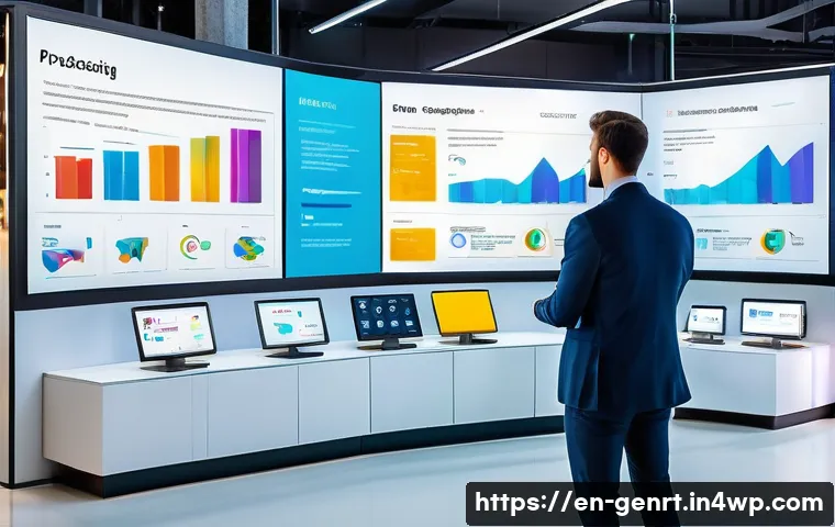 AI를 활용한 창의적 비즈니스 전략 - A modern retail environment showcasing AI-powered customer analytics: a diverse group of marketing p...