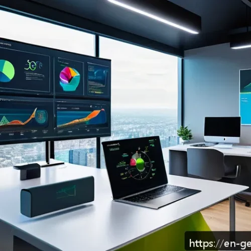 Home 17 생성형 AI를 통한 데이터 분석의 창의적 접근 - A futuristic data analyst workspace featuring a diverse team of professionals collaborating with an ...