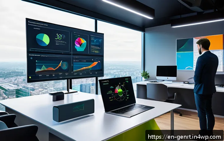생성형 AI를 통한 데이터 분석의 창의적 접근 - A futuristic data analyst workspace featuring a diverse team of professionals collaborating with an ...
